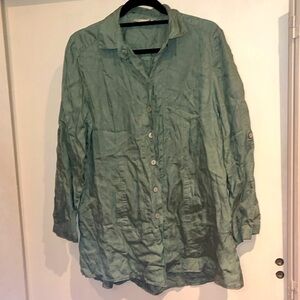 Soft Surroundings linen combo long sleeve tunic size large